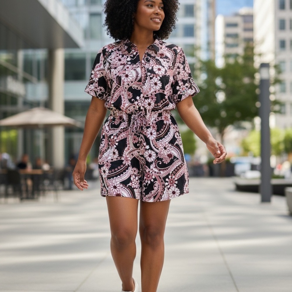 Tommy Hilfiger Navy and Red Floral Jumpsuit
